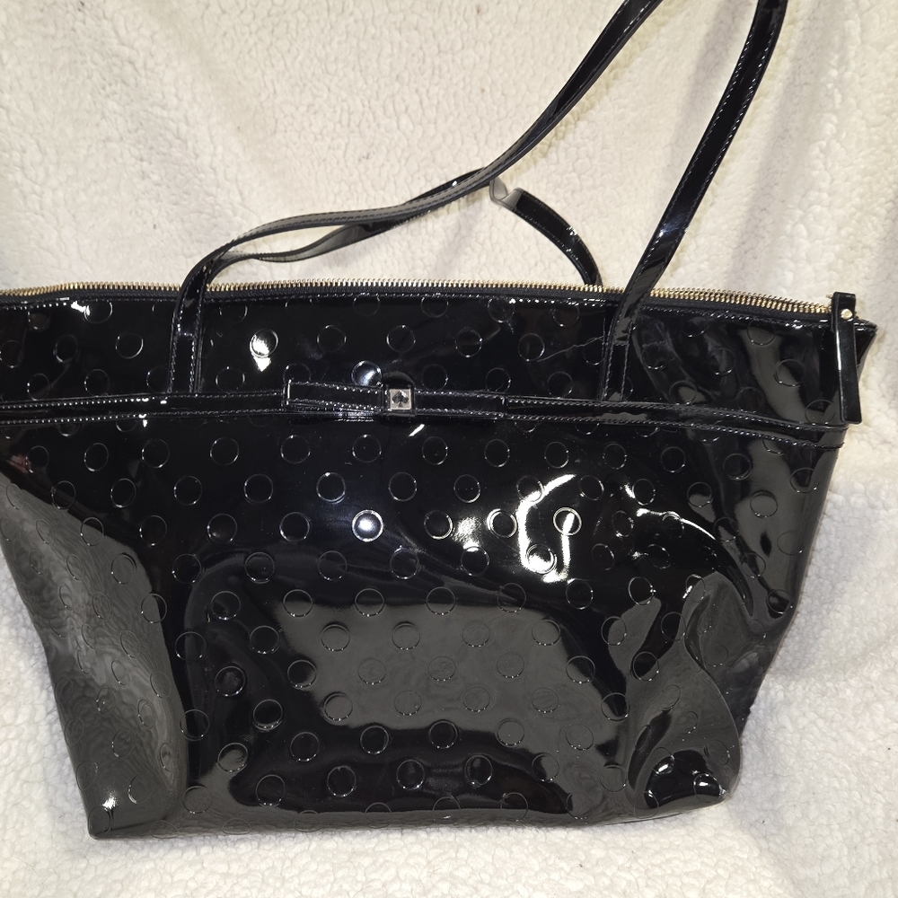 Kate Spade Tote Purse Bag Black Polka Dots